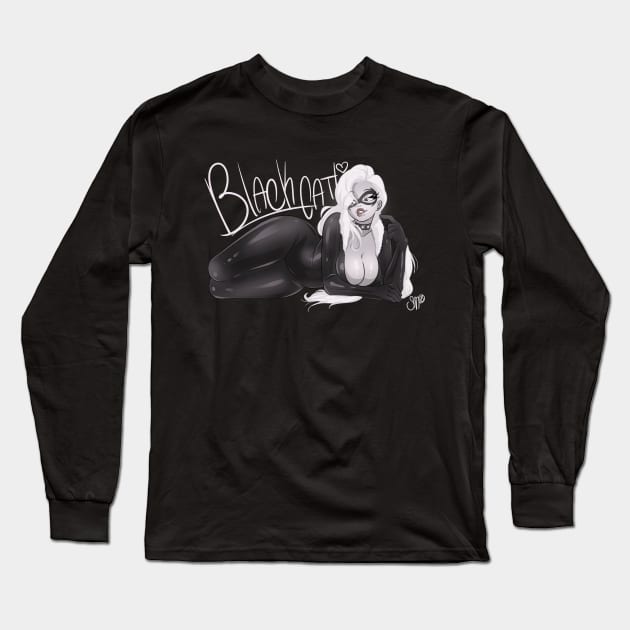 Black Cat Long Sleeve T-Shirt by sgtmadness